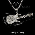Guitar pendant necklace in stainless steel with colorful oil drip and pearl star charms - Guitar No.77 + 70cm Steel Chain