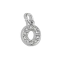 Polished silver stainless steel letter O pendant with sparkling crystal rhinestones - Letter O / Silver