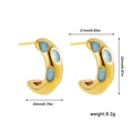 Retro C-shape gold-plated titanium steel earrings with sky blue enamel details and size specs - Light Blue Enamel Hoop (22576_7)
