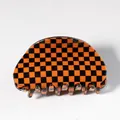 Molla per capelli a scacchi arancioni e neri con design a semicerchio lucido - Scacchiera Nero e Arancione