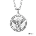 Collana con medaglia dei Sette Arcangeli in acciaio inossidabile argento incisa - Uriel / Argento