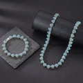 Silber Blaue Zirkonia Herz Kubanische Kette (18in Halskette+8in Armband)