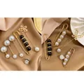 10-piece set of gold-finish pearl and rhinestone brooches with butterfly and floral motifs - Graceful Beauty Style (A20-13)