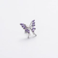 Titanium steel butterfly screw stud earring with purple marquise gemstones in silver - Silver Purple Zirconia Style (A02-3#)