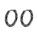 Par de pendientes de aro negros trenzados en acero de titanio con diseño de espiral - 2.5*12 Trenzado / Negro