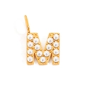 Minimalist gold-plated stainless steel M letter pendant with white pearls inlay - M / Rose Gold
