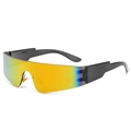 Futuristic rimless sunglasses with yellow mirror gradient lenses and black geometric temples - Grey Frame Red Coating