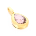 Elegant gold drop pendant featuring a water-drop cut pink diamond in titanium steel - Gold Pink Water Drop (KP100776-K)