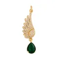 Golden wing pendant with micro-pave white zircon and a pear-shaped emerald green gemstone - M778695-Green Wing Green Zircon