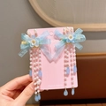 Pair of light blue fairy flower hair clips with butterfly ribbons and pearl tassels - Best Seller / 11# Blue Bow Cherry Blossom Style (11# Blue Bow Cherry Blossom Hair Clip 1 Pair)