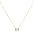 Eleganze 18K Gold S925 Silber Halskette mit rechteckigem klarem Edelsteinanhänger - 925er Silber / Gold