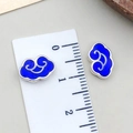 Perle en alliage cloisonné bleu en forme de nuage avec motif spirale et échelle - Grand (22435)