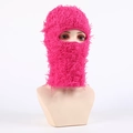 Vibrant pink faux fur balaclava ski mask for winter warmth with plush texture - Rose Red