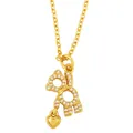 Collier avec pendentif ours évidé doré serti de cristaux et petite breloque en cœur - Pendentif Ours Creux Coeur