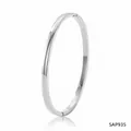 Polished silver stainless steel bangle with a minimalist design and secure hinge closure - Silver Tone Minimalist Mirror Bangle (PAS935)