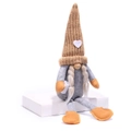 Gnome de Noël en peluche avec longues tresses blanches et motifs de cœur sur le bonnet - Style Femme / Kaki