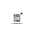 Elegant silver square cut light green stud earrings with screw back design and small diamonds - Olive Green (Single Piece)
