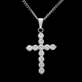 Hip hop style cross pendant necklace with 3A cubic zirconia and silver cuban chain - Single Pendant Silver