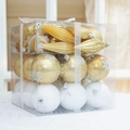 Christmas tree ornament gift set with gold snow globes and white matte balls in a box - Gold Series 7cm-Irregular Shape Set