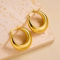Boucles d'oreilles créoles en acier inoxydable plaqué or 18 carats sur pierre - EH028/Créoles Creuses