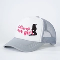 Verstellbare grau-weiße Trucker-Mütze mit pinkem call me hot girl Aufdruck - Grau