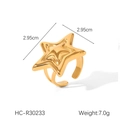 Detailed view of 2.95cm gold star ring with dimensional star shape and open band design - Gold Star Ring (HC-R30233)
