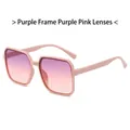 Chic oversized square sunglasses with purple frames and purple-pink gradient lenses - Pink Frame Purple Pink Lens