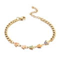 Gold stainless steel chain bracelet with colorful enamel mushroom charms for women - Polka Dot Mushrooms
