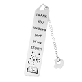 Silver stainless steel bookmark with apple charm and engraved inspirational quote - A31-Apple Charm Thank Story
