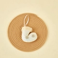 Blue sequined Christmas stocking ornament with white faux fur on a woven jute mat - Set of 3 / Light Blue
