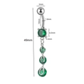 Piercing per ombelico argento con zircone a cuore verde smeraldo e ciondolo croce - 1.6x10mm / #16 Verde Smeraldo