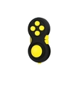 Fidget pad controller toy with black silicone body and yellow circular buttons - Yellow with OPP Bag and String