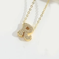Gold plated necklace with a sparkling pave-set letter R pendant for women - Letter R