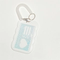 White wave edge glitter heart cloud gradient ID card holder with spiral spring lanyard - White Vertical Scalloped Case + Clear Coil