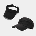 Versatile black 2-in-1 ponytail baseball cap with detachable top for outdoor sports - Adjustable / Black