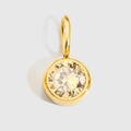 Gold-plated stainless steel pendant with round-cut champagne rhinestone for DIY jewelry - Gold - November Light Yellow