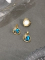Ciondoli cielo stellato dorati con resina blu e cristalli di zirconia micro-pavé - ZTP0045 Stella Pianeta