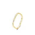 Eleganter gewellter S925 Sterlingsilber Ring mit Goldbeschichtung und klarem Edelstein - US-Größe 5 / K-Gold