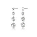 925 silver drop earrings featuring three graduated white moissanite stones in silver - E13931 Three-Tier Tiered With GRA Certificate