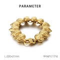 Detail view of 21mm wide punk snake head link bracelet in polished golden stainless steel - Gold (KB179926-KJX)