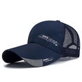Dark blue breathable mesh baseball cap with SportStyle print and extended brim for men - Blue
