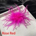 Elegant rose red ostrich feather brooch and hair clip for party and banquet dresses - Rose Red