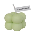 Minimalist green bubble cube scented candle with handmade tag on a white background - Light Green (Grapefruit)