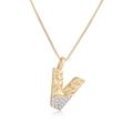 Two-tone plated necklace with V letter pendant featuring micro-pave cubic zirconia - Letter V