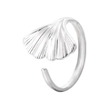 Verstellbarer Edelstahlring mit detailliertem silbernem Ginkgoblatt-Design - Verstellbar / Stahlfarbe