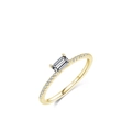 Goldener S925 Sterling Silber Ring mit rechteckigem Kristall und Pavé-Diamanten - US Größe 5 / Gold