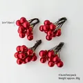 Glossy red artificial Christmas berry stems 4-pack with 10 berries per bundle - 2CM Ball Bunches / Red