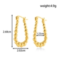Minimalist gold-plated stainless steel bead hoop earrings with geometric U-shape design - ER-1688 Gold Beaded Loop Design
