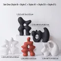 Modern abstract ceramic sculpture set in matte black, white, and terracotta colors - Artificial Rockery Ornament Set 1