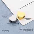 Mirror stainless steel heart beads in steel and gold finish, size 8x7.3mm with 1.9mm hole - Heart Style 3 / Steel